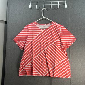 Sport Savvy Criss-Cross Jersey Round Neck Top Coral Size X-Large
